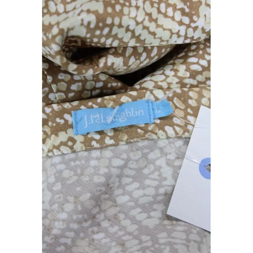 J. Mclaughlin Womens Satin Animal Printed Zip Mid Length Maxi Skirt Nude Size 12